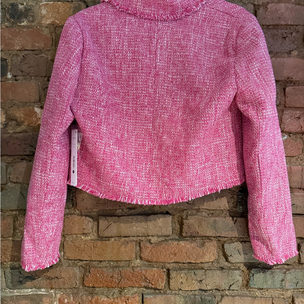 Aqua Pink Tweed Blazer with Notched Lapel - Picture 3 of 4